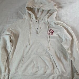 brandy melville devil embroidered 1/4 button up hoodie